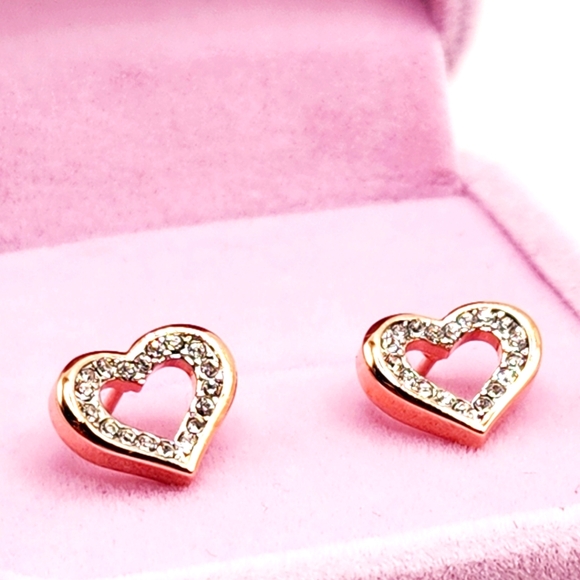 Dainty Rose Gold Plated Heart Studs - Picture 2 of 10